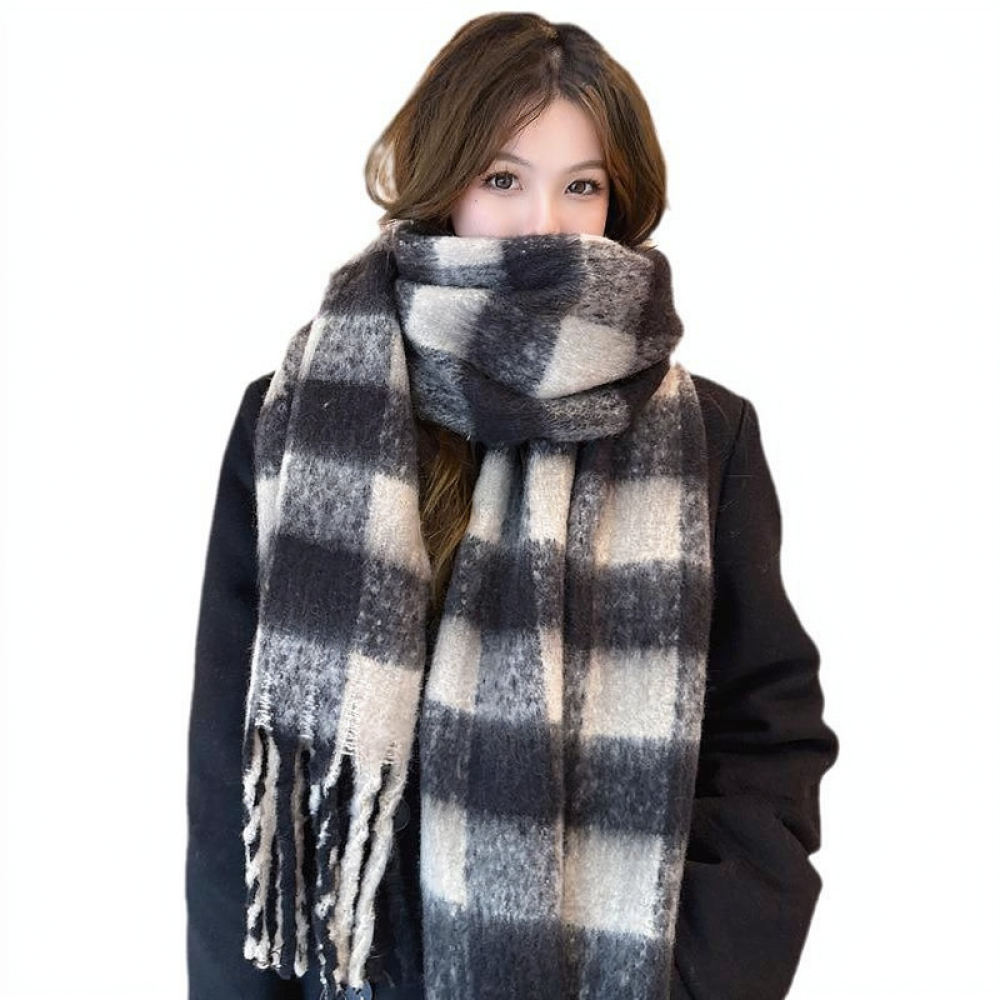 Cycling Commute Essentials - Sciarpa invernale accogliente, scialle a quadri